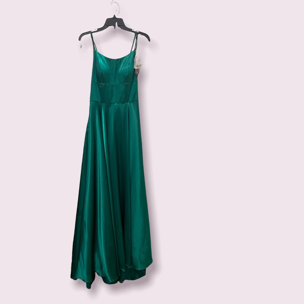 Aqua Emerald Green Open Back Evening Gown Size 6